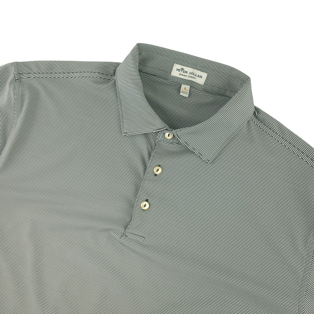 Peter Millar Summer Comfort Polo Shirt Mens L Black Stripe Golf Stretch Top